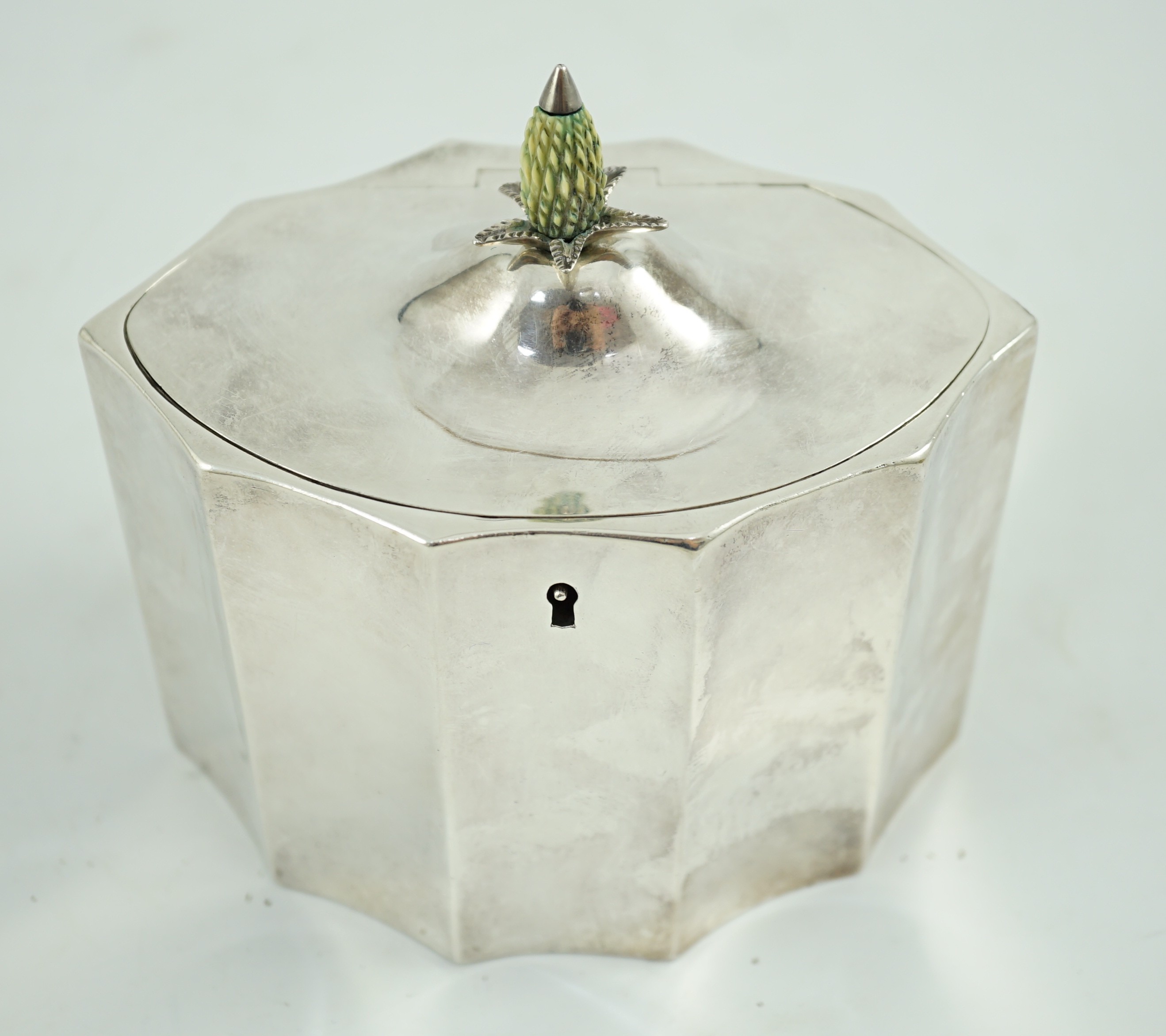 A George III oval tea caddy, by Henry Chawner